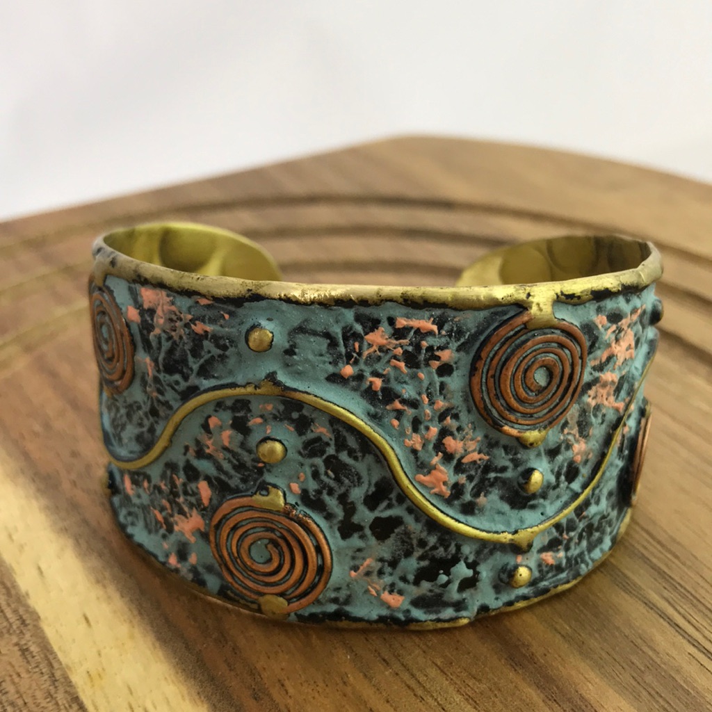 Beautiful Artisan Patina Finish Cuff Bracelet 1.5